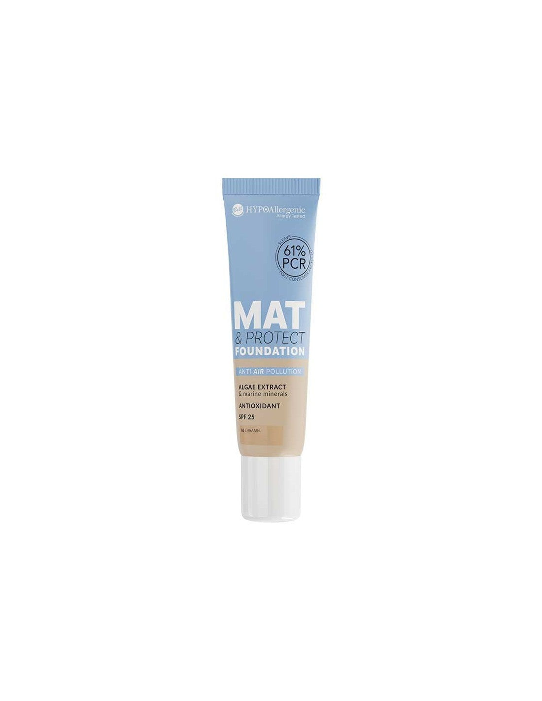 Base de maquillaje hipoalergénica Mat&Protect con SPF25 06 Caramel - Bell Hypo
