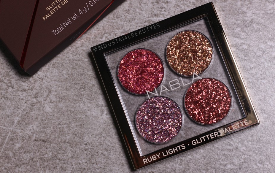 swatches ruby lights glitter palette nabla